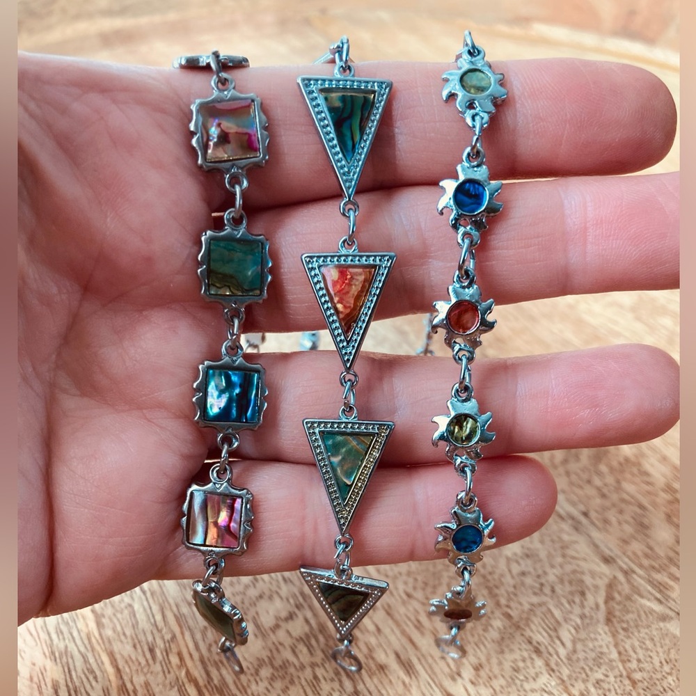 Multicolor silver tone bracelets